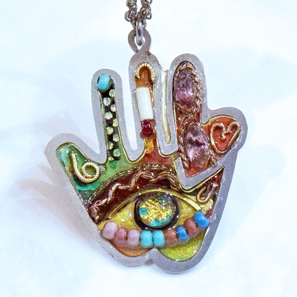 Seeka Unique Handpainted Hamsa Necklace - Picture 4 of 9